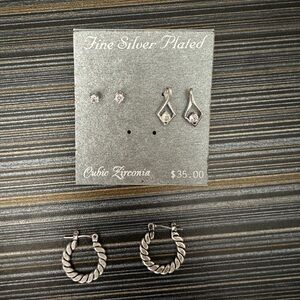 Silver Plated Cubic Zirconia Earring Set